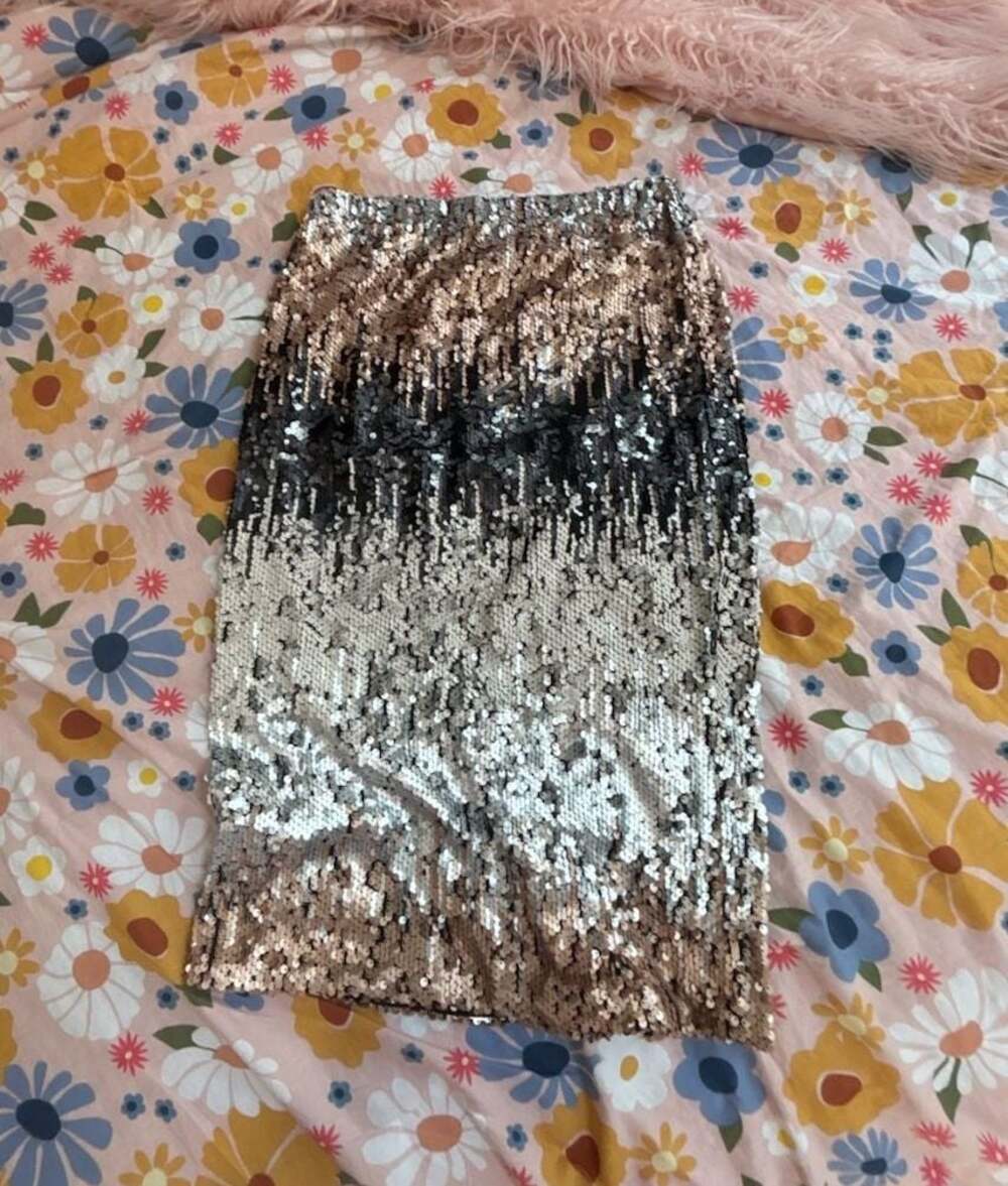 Rêveuse Women's Ombré Sequin Pencil Skirt Black/Silver/Gold